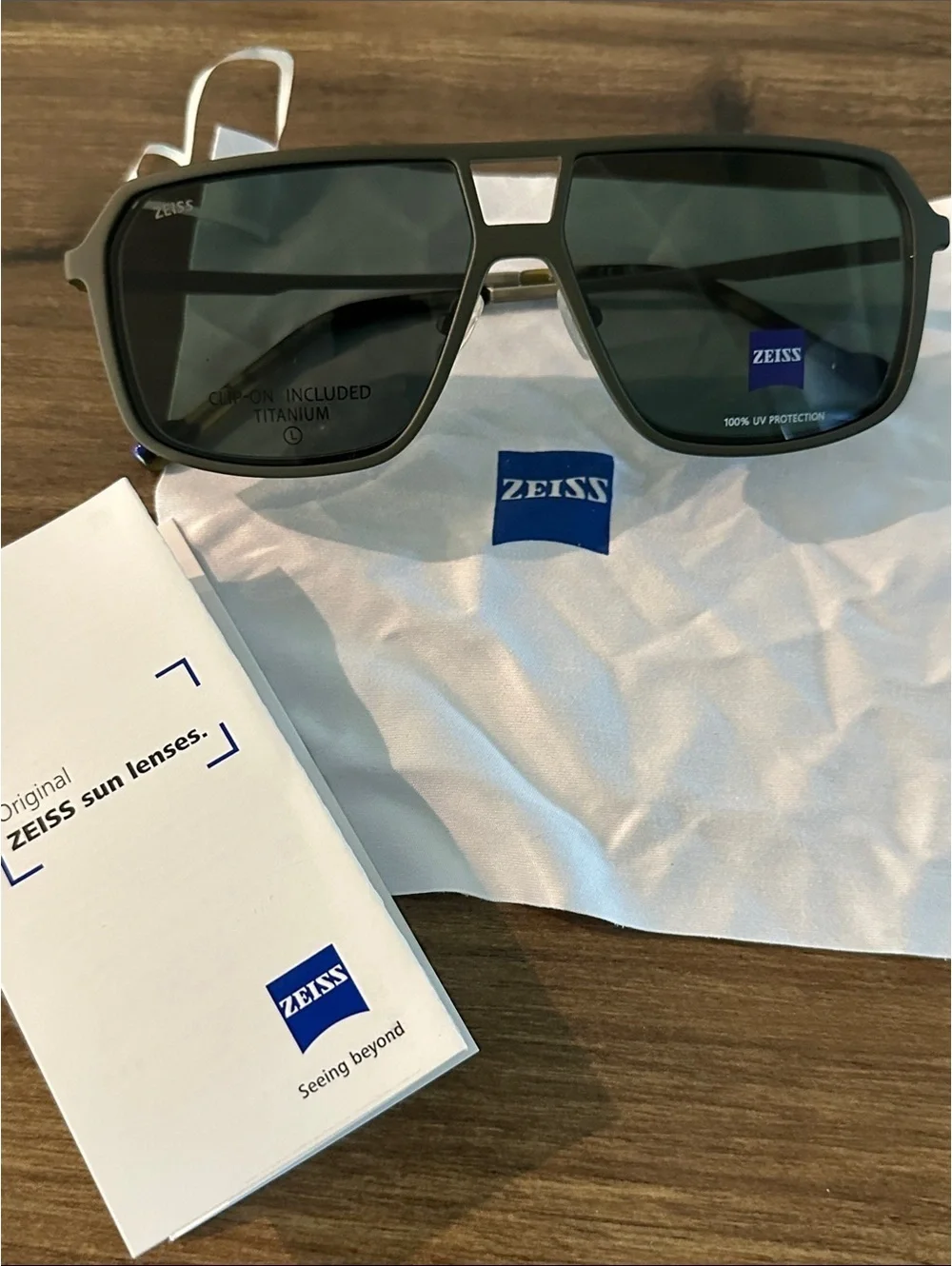 ZEISS Men’s Titanium RX Glasses w Sunglasses  - Silver Frame with Dark Lenses